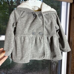 Carters Gray Plush Hoodie Baby Jacket with Ears,  Infant Outerwear size 9 Months